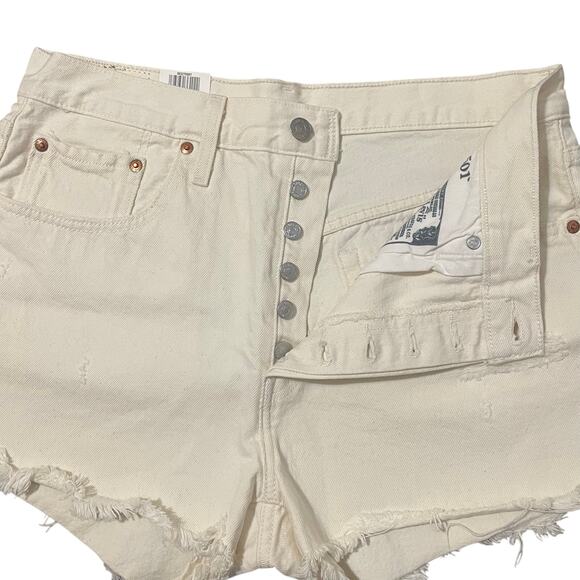 Levi’s 501 Signature Button Fly High Rise Cream Denim Shorts Women's Size 31 - Picture 3 of 10